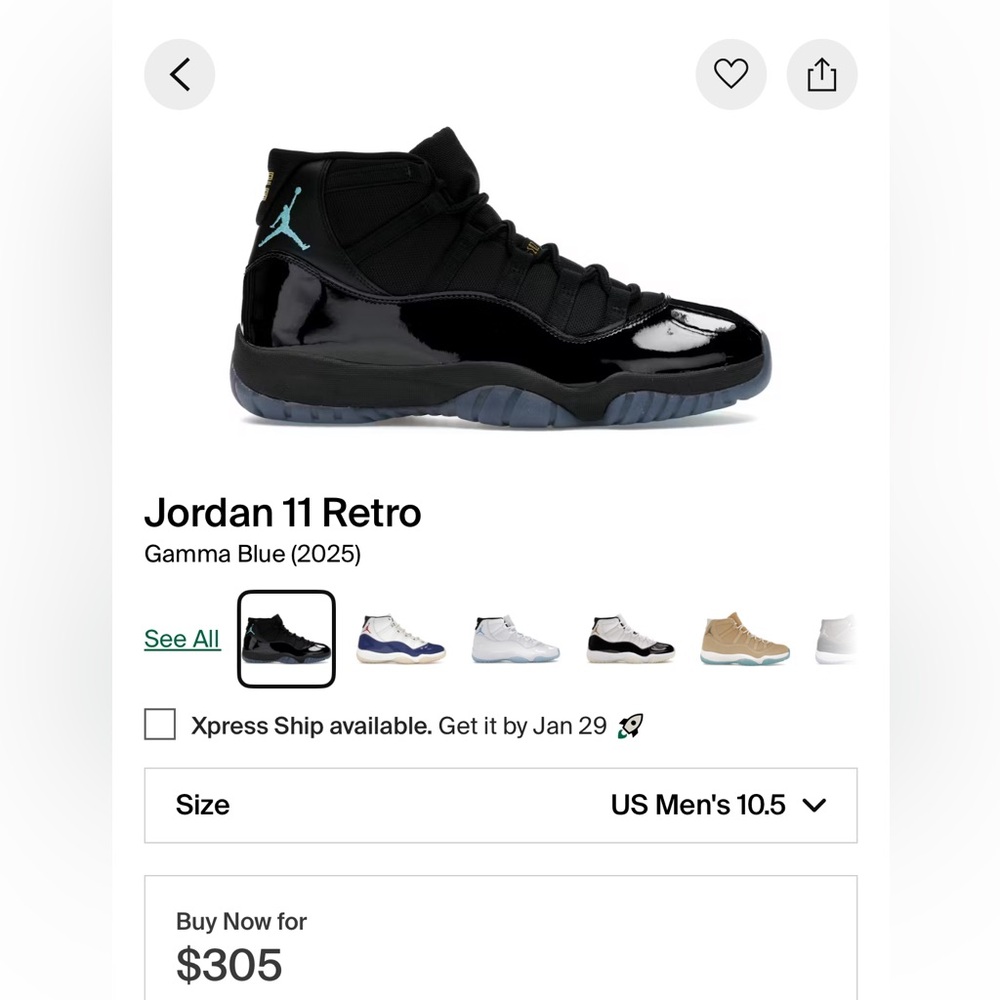 Jordan 11 Retro Gamma Blue Black Athletic Shoes